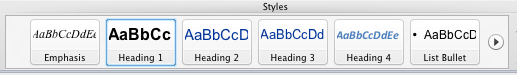 Screen shot of Quick Styles Gallery in Word toolbar