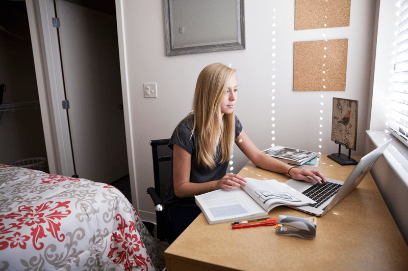 Student studying on laptop