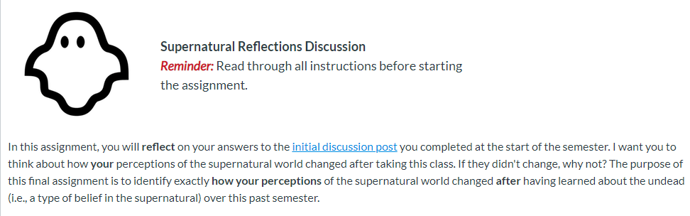 post reflection discussion post - screenshot