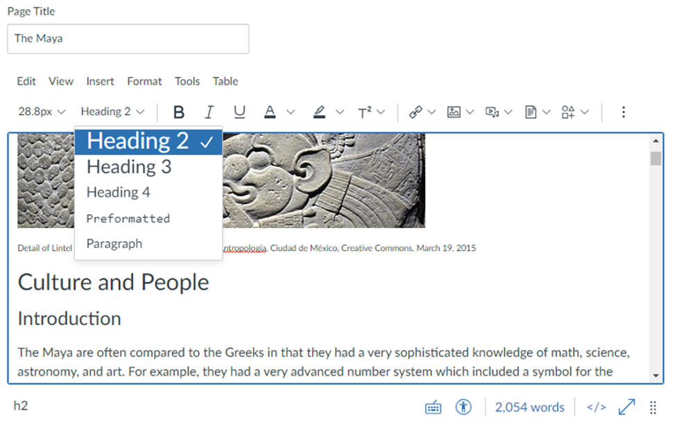An image of text being formatted into Header and Subheadings. 
